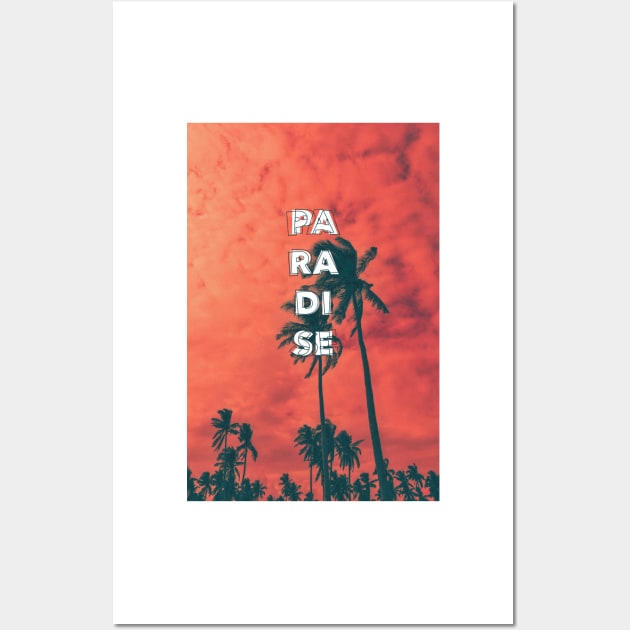 Paradise Palm Trees Under Sunset - Aesthetic Wall Art by Ravensdesign